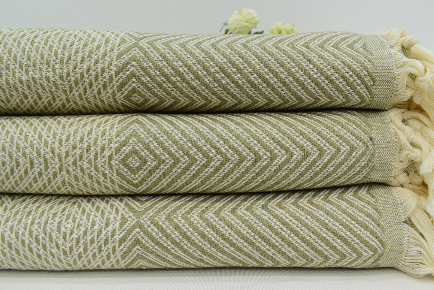 Turkish Blanket,Organic Blanket, Bedding Blanket, Bedspread,75" x 87", Green Blanket, Beach Blanket,Handwoven Blanket,Blanket Bct-Drm-Pk