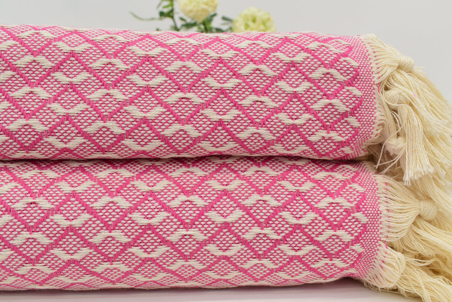Turkish Blanket,Organic Blanket, Beach Blanket, Throw Blanket, Bedding Blanket, Bedspread, Fuchsia Picnic Blanket, 95" x 103" Bct-Pk-Tc