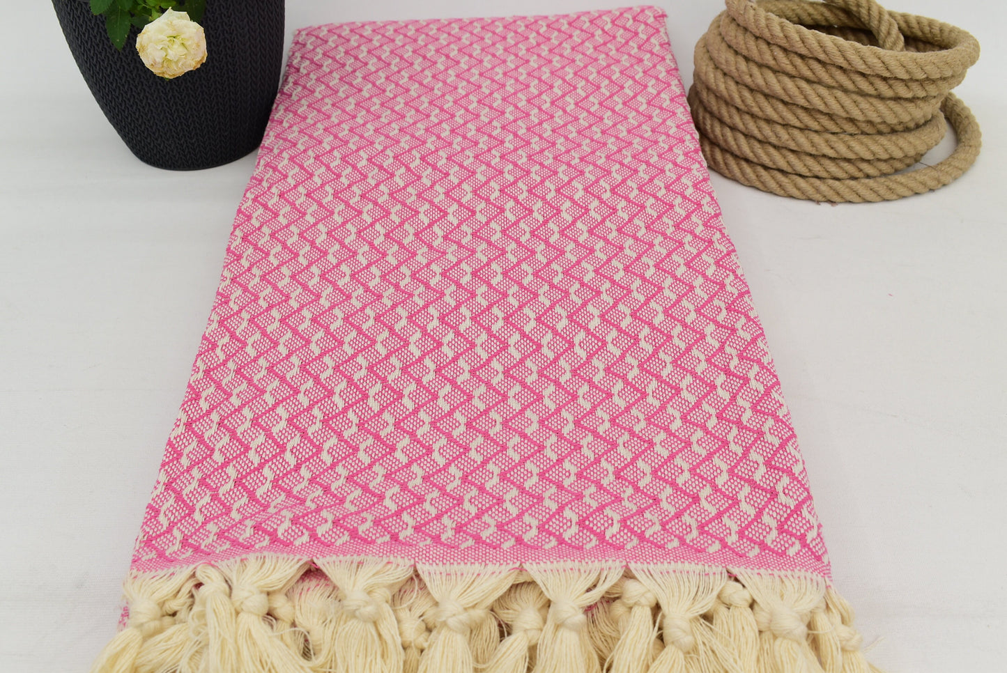Turkish Blanket,Organic Blanket, Beach Blanket, Throw Blanket, Bedding Blanket, Bedspread, Fuchsia Picnic Blanket, 95" x 103" Bct-Pk-Tc