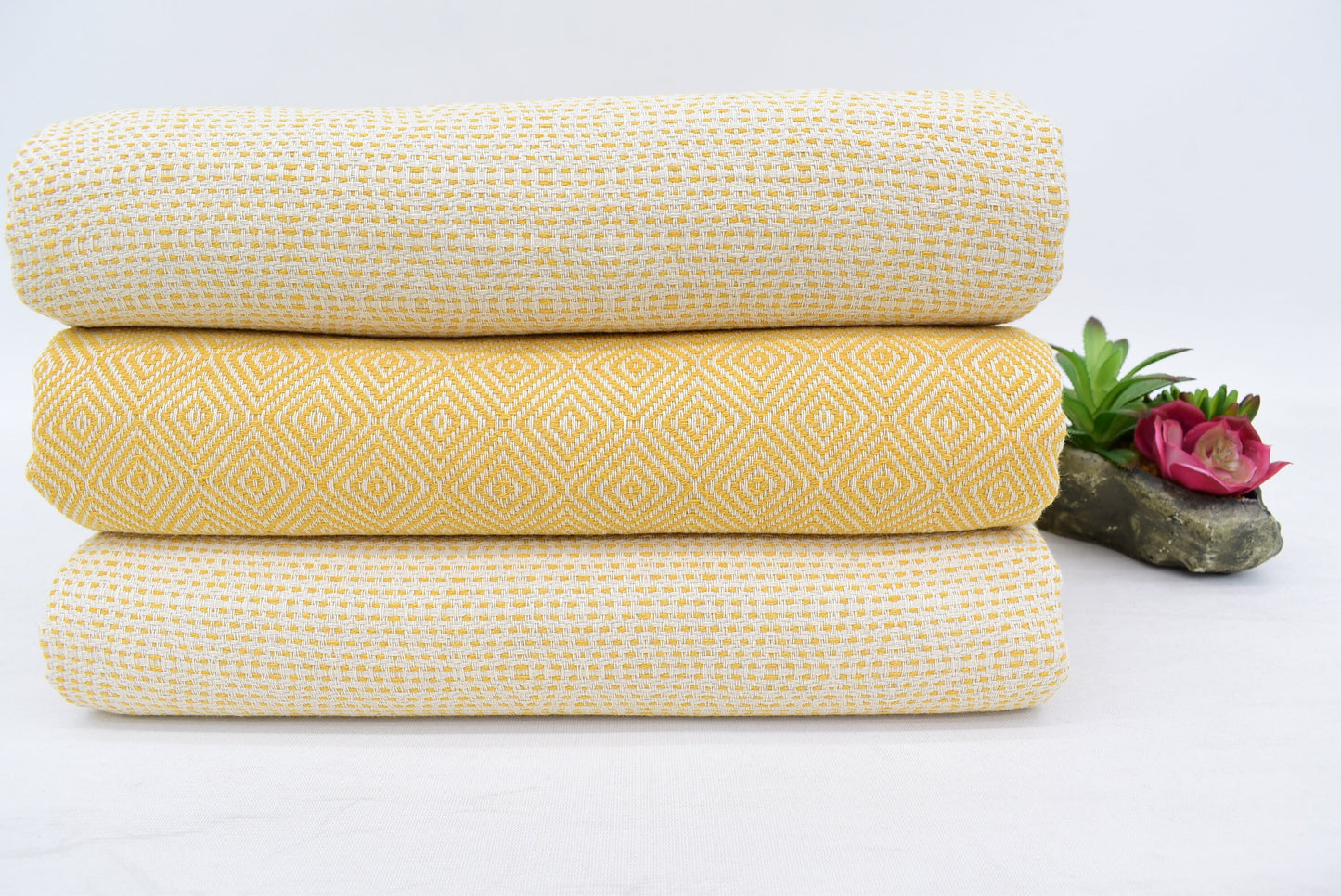 Blanket,Turkish Blanket,Throw, Yellow Diamond Blankets Bed Cover, Organic Cotton Towels,79x90 Blanked , Natural Blanket, Iso-Nfs-Pk