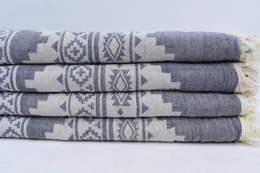 Geometrische Decke, 150x230 Marineblaue Decke, Decke, Tagesdecke, Türkei-Decke, Bio-Decke, Einzigartige Decke Yrm-Jk5-Pk