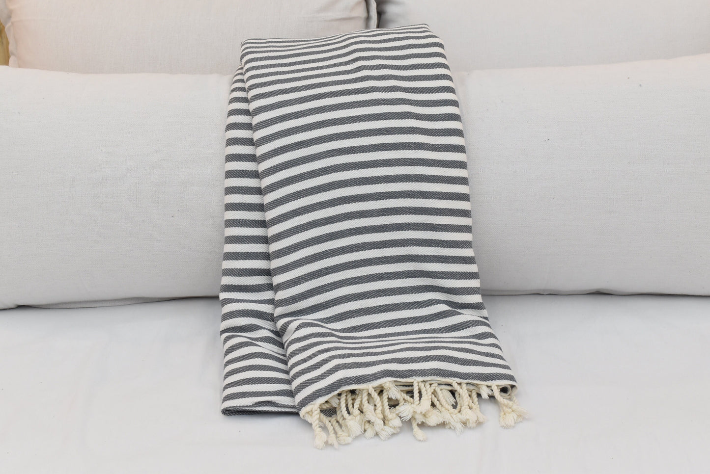 Dark Gray Turkish Blanket, Throw Blanket, Curtain, Striped Blankets, Beach Blanket, 200x260 cm-78x102 inches, Outdoor Blanket Bll-Aksy-Pk