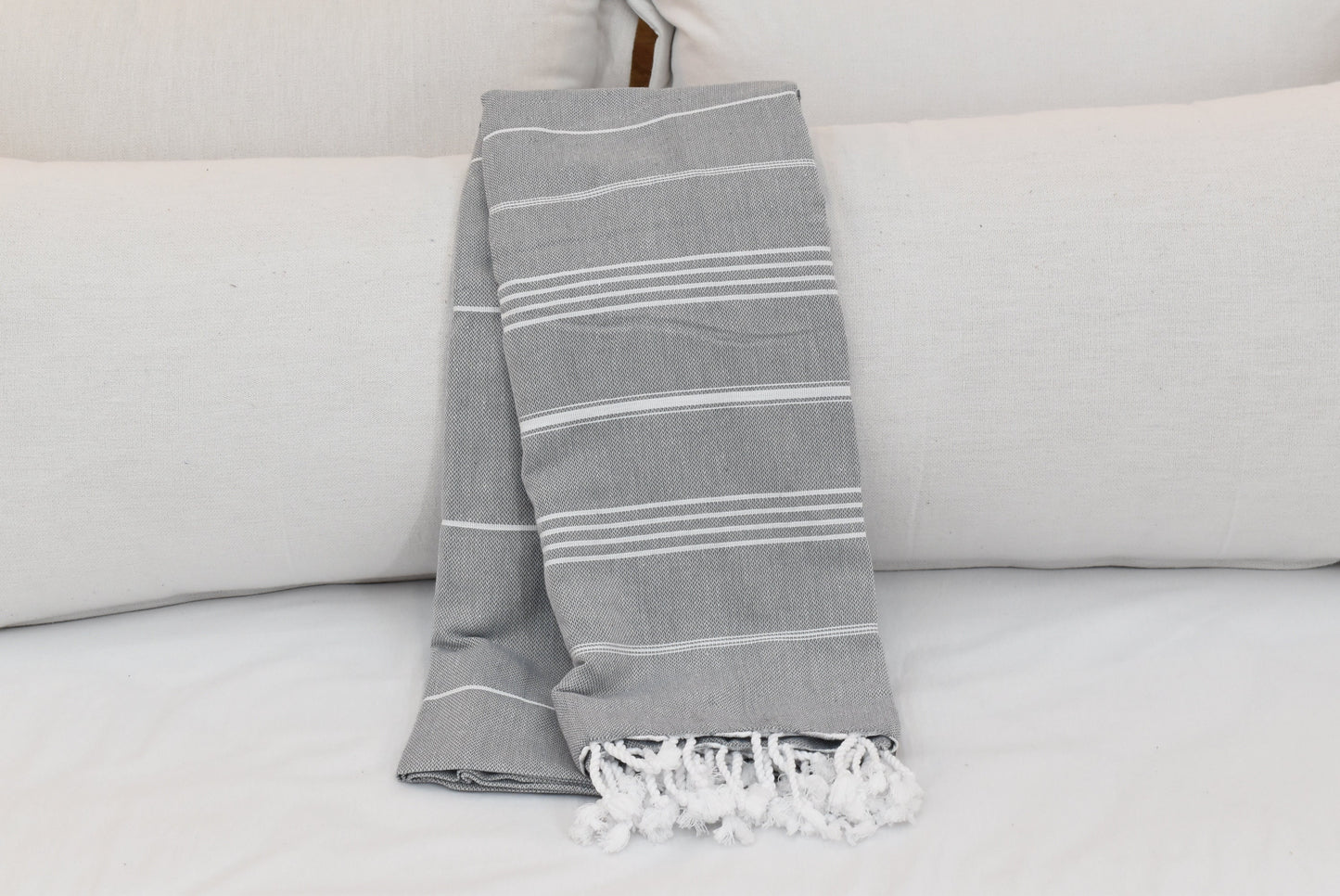 Dark Gray Throw,Turkish Striped Blanket, Organic Cotton Blanket, SULTAN Design Throw, 63"x91", Throw Blanket,Bedspread 160x230cm Bll-Sltn-Pk