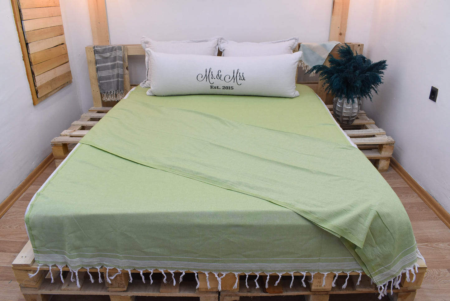 Turkish Blanket, Bedspread, 60"x92",Striped Blanket,Throw Blanket, Pistachio Green Blanket,Wholesale Blanket,Sofa Blanket Bll-Crsf-Pk