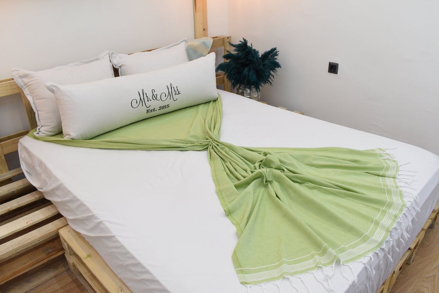 Turkish Blanket, Bedspread, 60"x92",Striped Blanket,Throw Blanket, Pistachio Green Blanket,Wholesale Blanket,Sofa Blanket Bll-Crsf-Pk