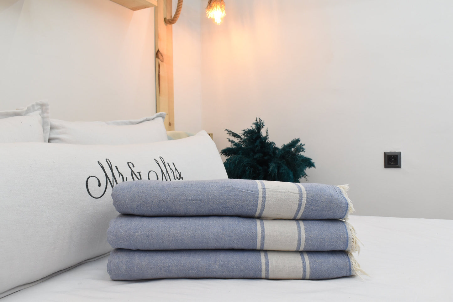 Blue Cotton Turkish Blanket, 150x180 cm-60x70 inches,Tablecloth, Beach Blanket, Outdoor Blanket,Aztec Blanket, Picnic Blanket Bll-SftSft-Pk