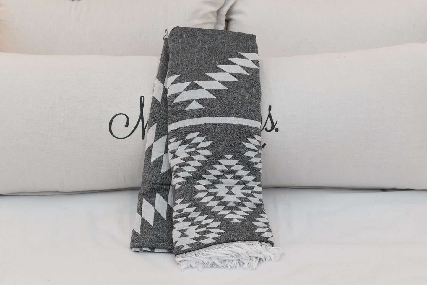 Beach Picnic Blanket, Black Blanket, Throw Blanket, 150x210 cm-60x82 inches, Beach Blanket, Kilim Design Blanket, Picnic Blanket Bll-Klm-Pk