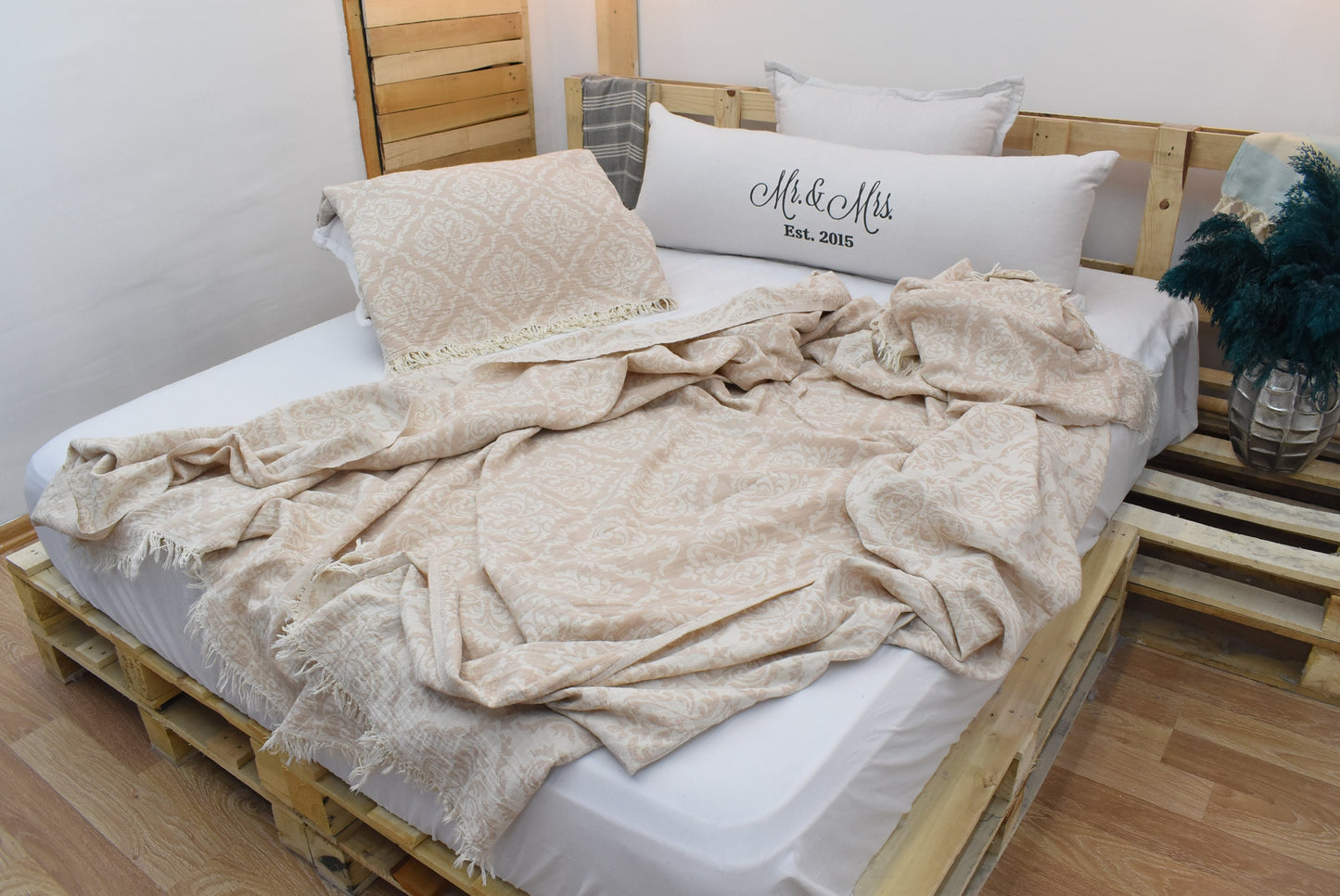 Light Brown Beach Blanket,Turkish Blanket, 260x270cm-102x106 inches,Couch Blanket,Oversize Blanket,Throw Blanket, Gift Blanket Bll-DzBrk-Pk