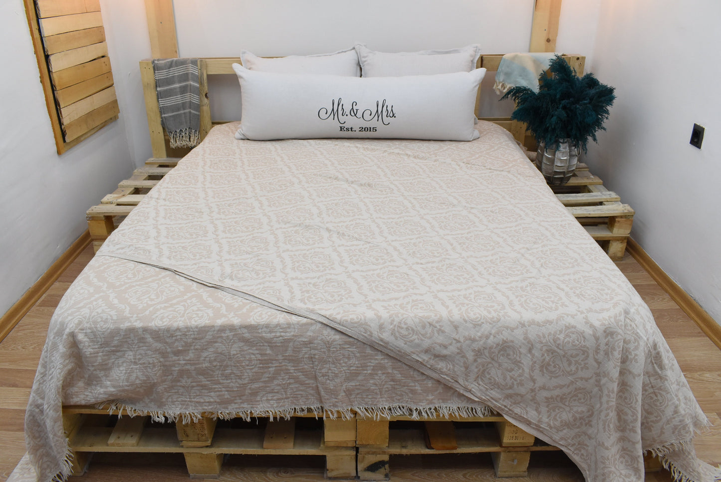 Light Brown Beach Blanket,Turkish Blanket, 260x270cm-102x106 inches,Couch Blanket,Oversize Blanket,Throw Blanket, Gift Blanket Bll-DzBrk-Pk