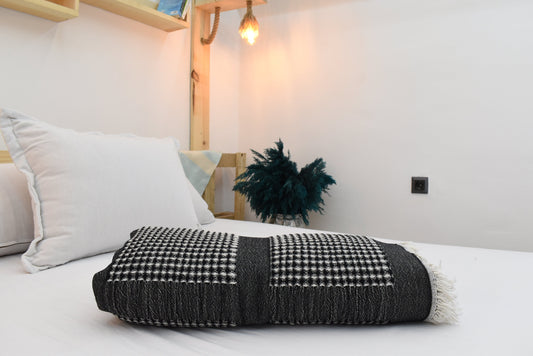 BLACK Turkish Blankets, Bedspread, Blanket,Throw Blankets, Beach Blanket, 240x250 cm-94x98 inches,Yoga Blanket, Large Tablecloth Bll-Wfl-Pk