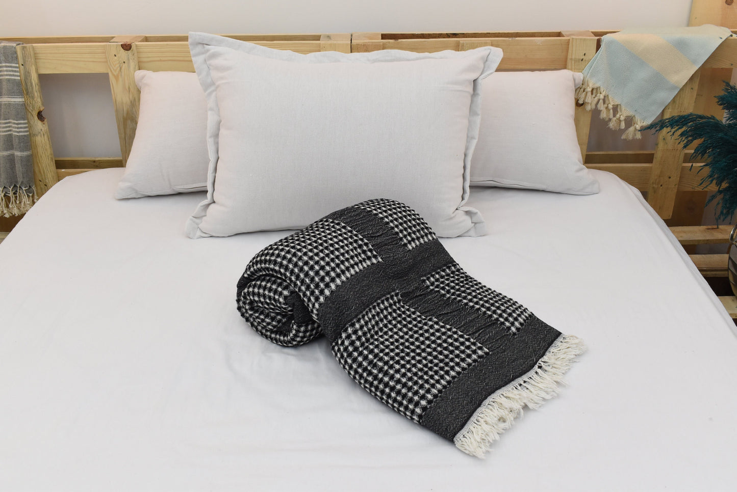 BLACK Turkish Blankets, Bedspread, Blanket,Throw Blankets, Beach Blanket, 240x250 cm-94x98 inches,Yoga Blanket, Large Tablecloth Bll-Wfl-Pk