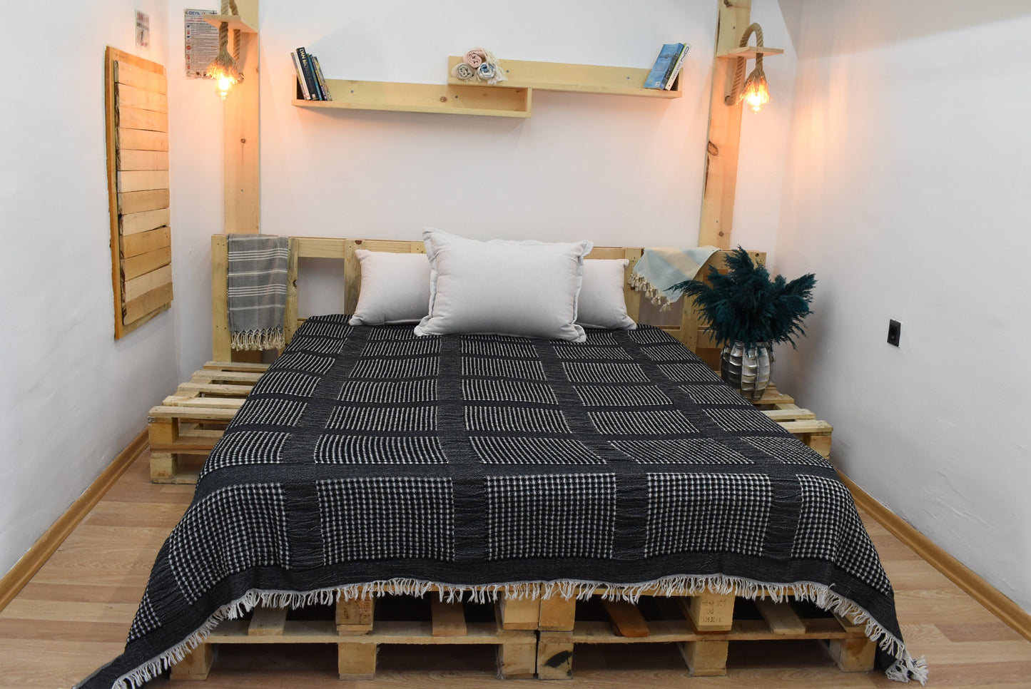 BLACK Turkish Blankets, Bedspread, Blanket,Throw Blankets, Beach Blanket, 240x250 cm-94x98 inches,Yoga Blanket, Large Tablecloth Bll-Wfl-Pk