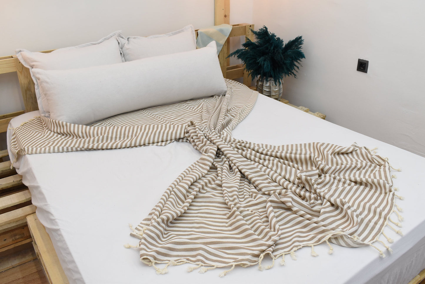 Brown Throws,Turkish Blanket, Throw Blanket, Curtain, Striped Blankets, Beach Blanket, 200x210 cm-78x82 inches, Outdoor Blanket Bll-Aksy-Pk