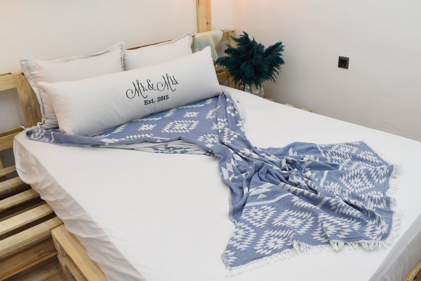 NAVY Wedding Blanket,Turkish Blanket, Throw Blanket, 150x210 cm-60x82 inches, Beach Blanket, Kilim Design Blanket, Picnic Blanket Bll-Klm-Pk