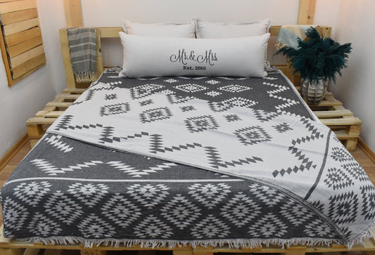 Beach Picnic Blanket, Black Blanket, Throw Blanket, 150x210 cm-60x82 inches, Beach Blanket, Kilim Design Blanket, Picnic Blanket Bll-Klm-Pk