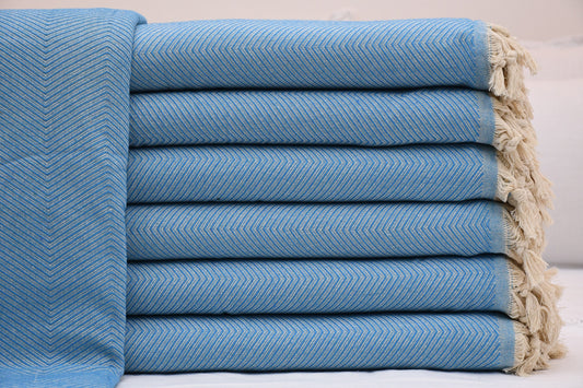 Bedspread, Throw Blanket, Turkish Blanket, Organic Cotton Blanket, Turquoise Blanket, Diamond Design Blanket, 67"x86" Blanket, Shsr-Arrw-Pk