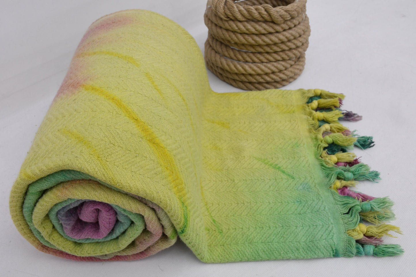 Tie Dye Colorful Bed cover, Sofa Blanket, 66"x82", Turkish Cotton Blanket, Beach Blanket, Batik Blanket, Yoga Blanket Bct-TslmArrw-Pk
