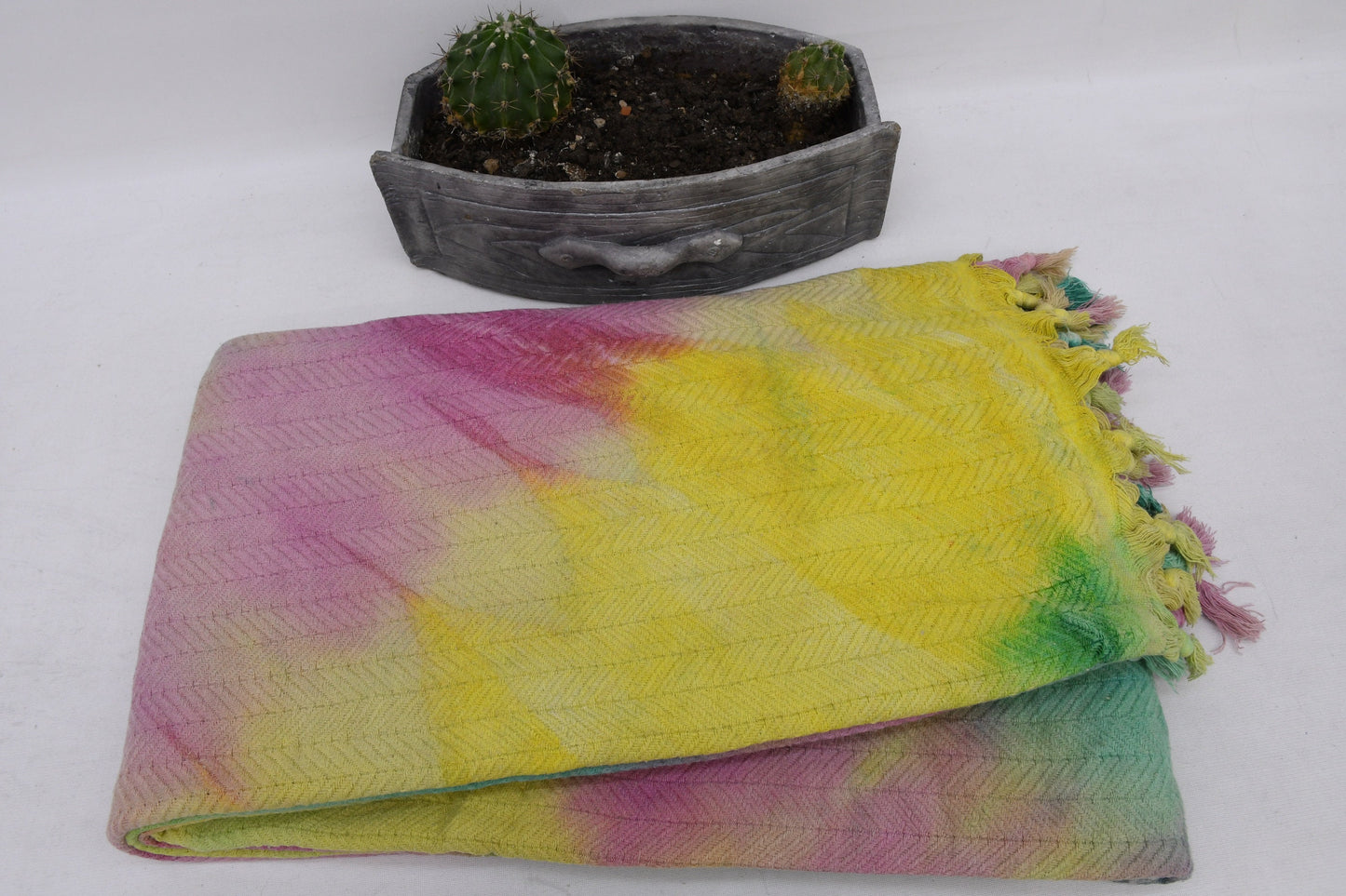 Tie Dye Colorful Bed cover, Sofa Blanket, 66"x82", Turkish Cotton Blanket, Beach Blanket, Batik Blanket, Yoga Blanket Bct-TslmArrw-Pk