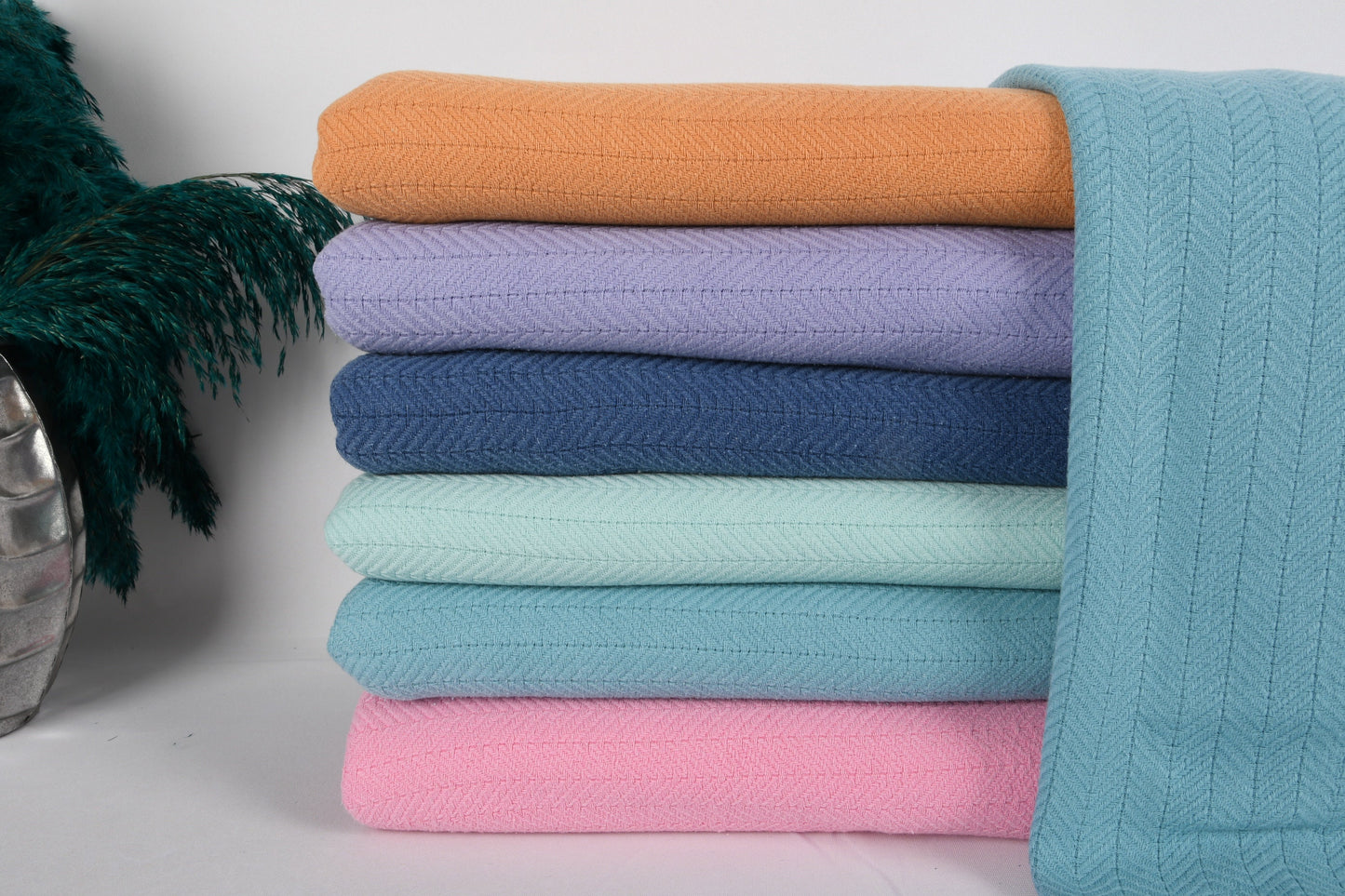 Throw Blanket, Large Towel, Home Decor Blanket, Chevron Stonewashed Bedspread, 56x75 Inches Cotton Blanket, Bed Cover, Gift Bedspread