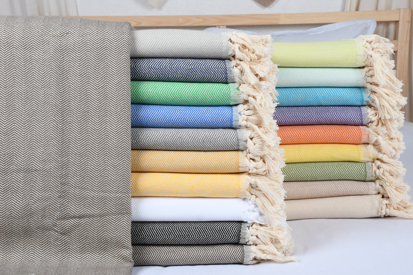 Turkish Blanket, Large Towel, Throw Blanket, Herringbone Bedspread, 79x99 Inches Cotton Throw, Bed Cover, Curtain Blanket, Beach Bedspread