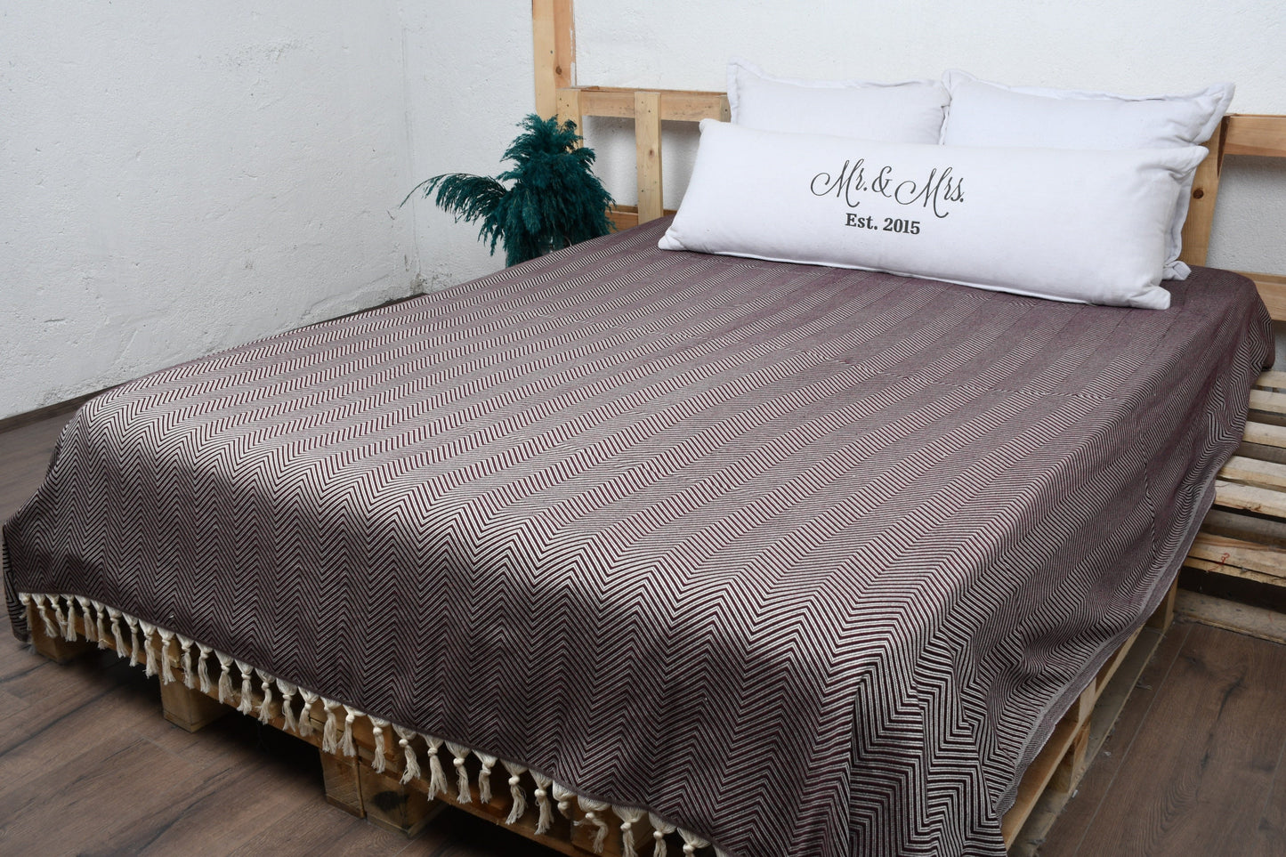 Large Towel, Winter Blanket, Turkish Blanket, Striped Bedspread, 79x91 Inches Cotton Blanket, Couch Cover, Oversize Blanket