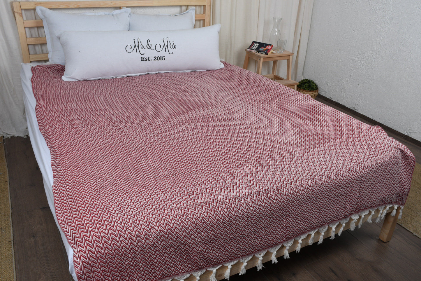 Home Decor Blanket, Turkish Blanket, Large Towel, Chevron Blanket, 63x75 Inches Cotton Blanket, Wedding Gift Blanket, Gift Blanket
