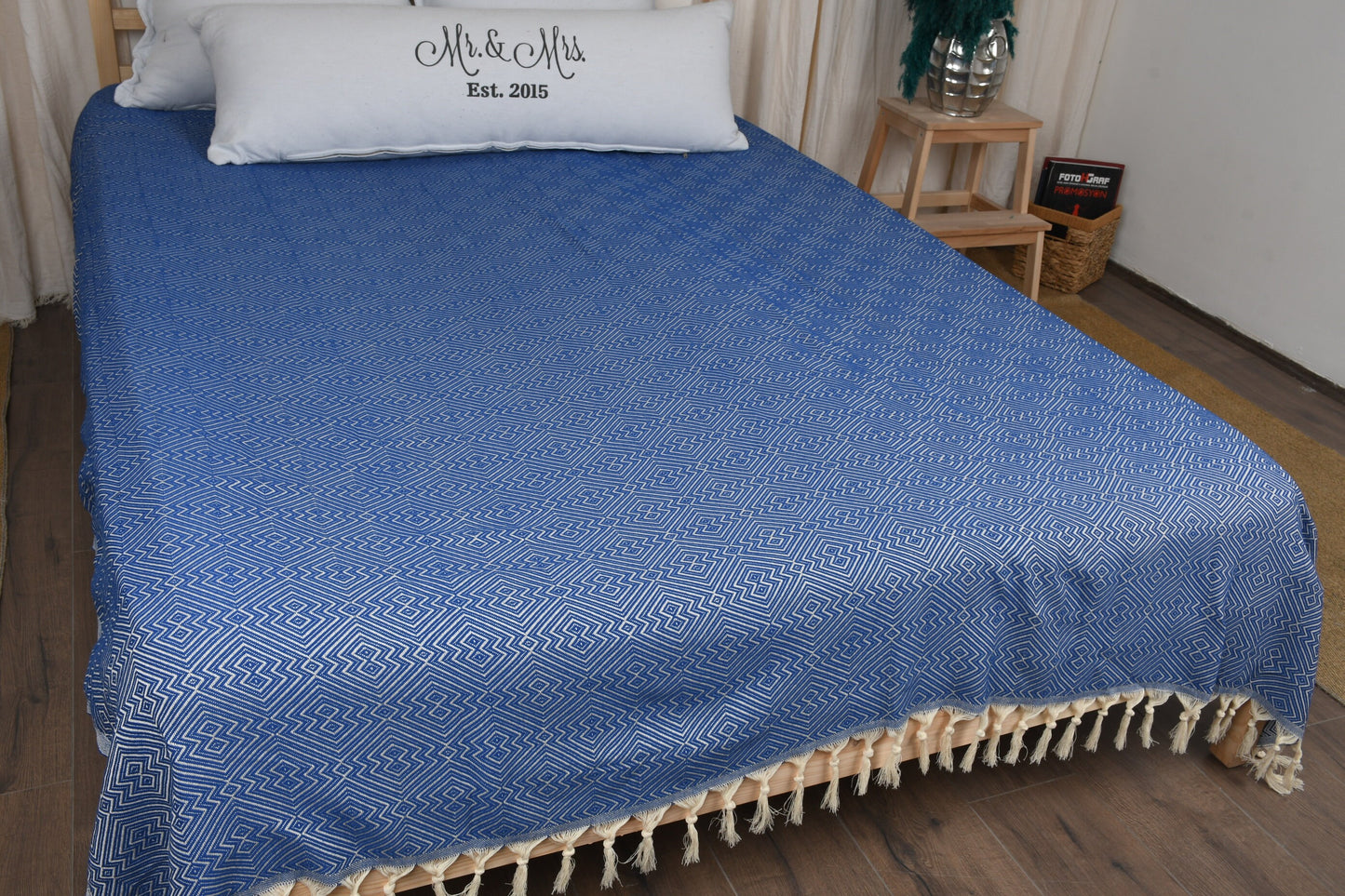 Wholesale Blankets, Turkish Blanket, Diamond Sax Blue Throw, 79x91 Inches Sofa Cover, Bulk Order Blanket, Oversize Throw, Warm Bedspread