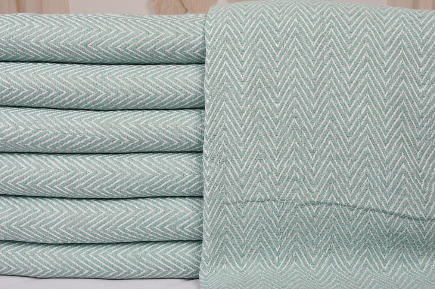 Turkish Bedspread, Picnic Blanket, Chevron Bedcover, 71x87 Inches Table Cover, Wholesale Bedspread, Mint Blanket, Decorative Bedspread