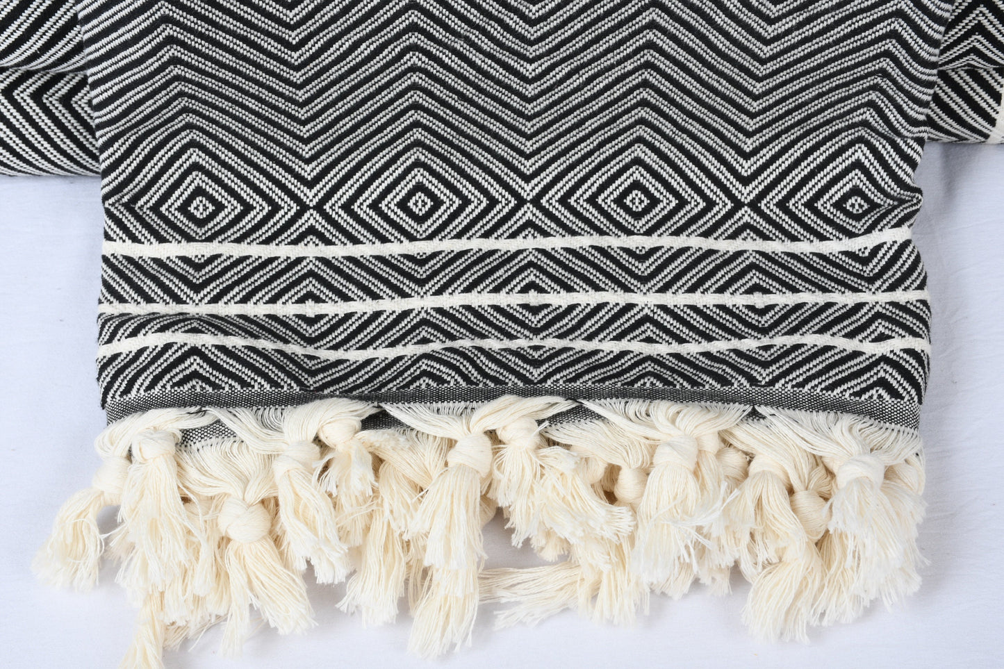 Turkish Bedspread, Picnic Blanket, Diamond Black Throw, 71x95 Inches Couch Cover, Yoga Bedspread, Camping Bedspread, Couch Bedcover