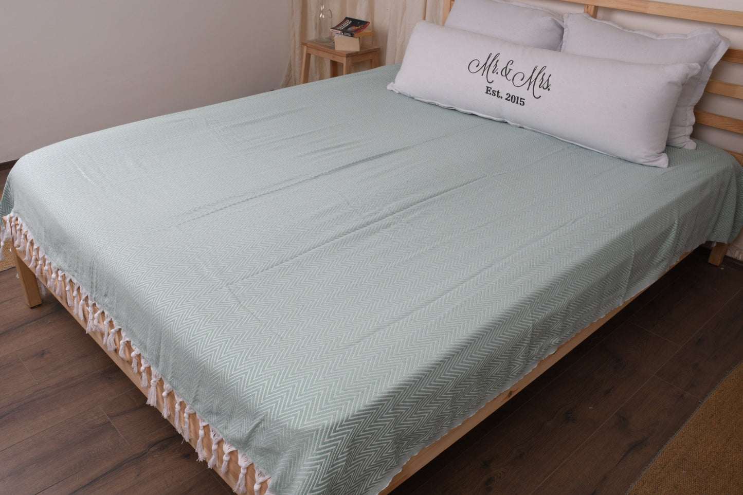 Turkish Bedspread, Picnic Blanket, Chevron Bedcover, 71x87 Inches Table Cover, Wholesale Bedspread, Mint Blanket, Decorative Bedspread