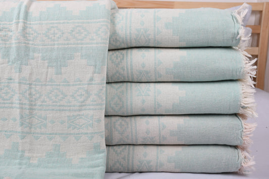 Heimdecke, Sofadecke, Kilim-Decke, 79x91 Zoll Sofabezug, Minzfarbener Bettüberwurf, Sofaplaid, Großbestellungs-Plaid