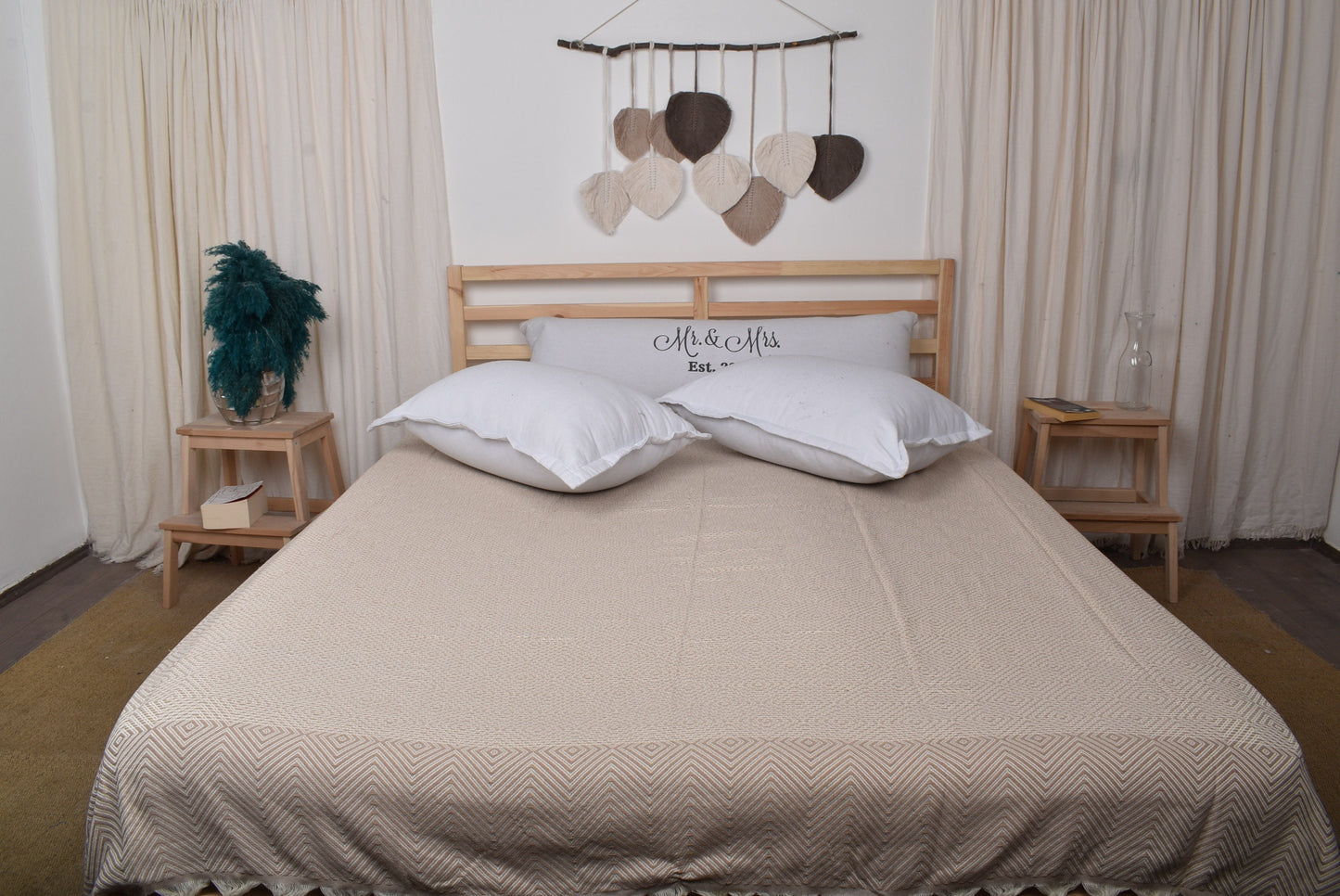 Large Towel, Sofa Blanket, Light Brown Blanket, Diamond Blanket, 79x91 Inches Table Cover, Turkey Blanket, Designer Throw, Organic Blanket