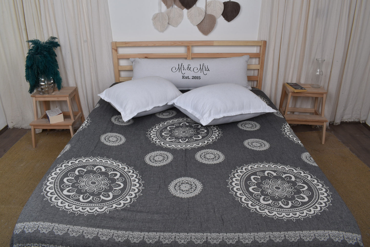 Picnic Blanket, Wedding Gift Blankets, Black Blanket, Ethnic Design Bedspread, 79x87 Inches Wholesale Blankets, Decorative Blanket