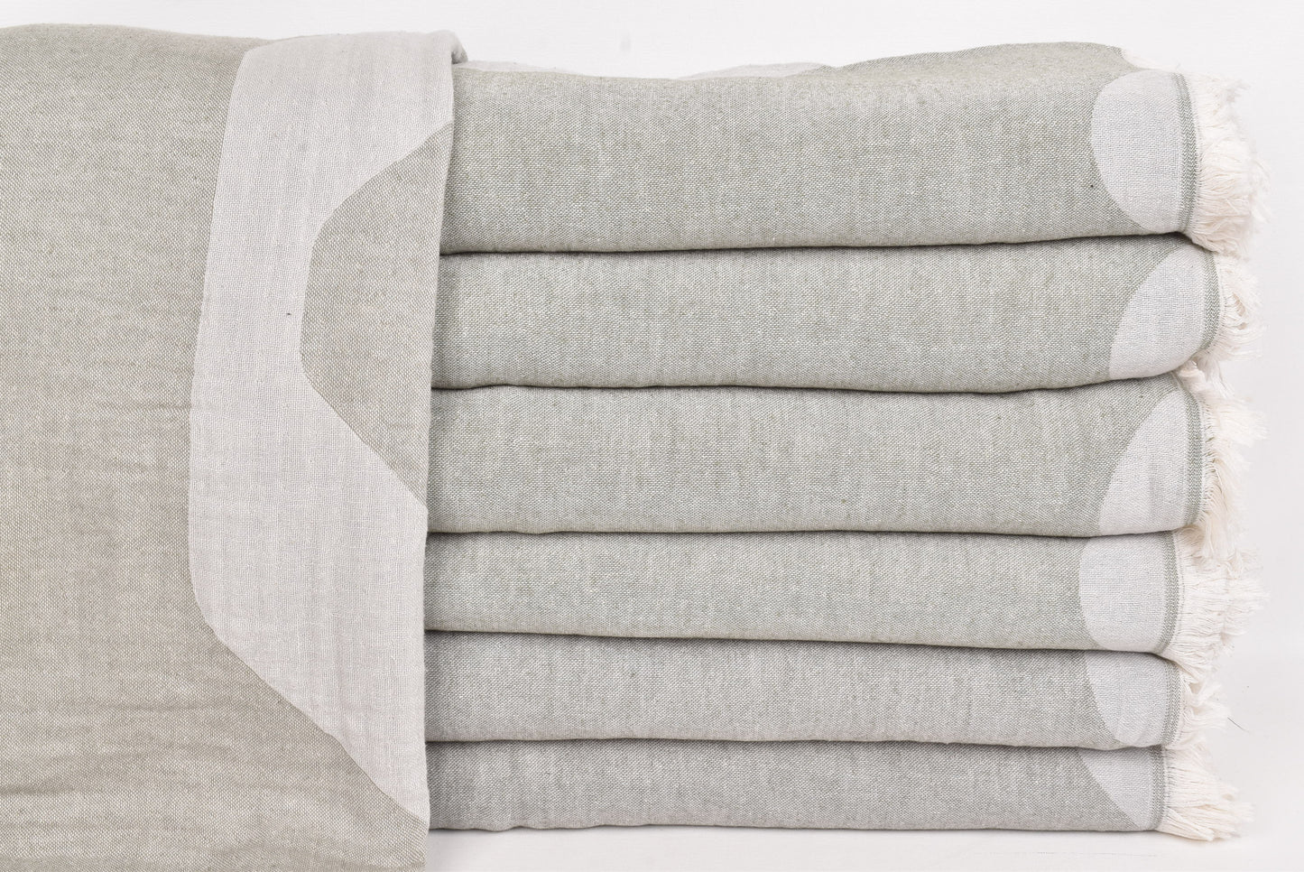 Organic Turkish Cotton Blanket: Khaki Green-Gray Honeycomb Bedspread
