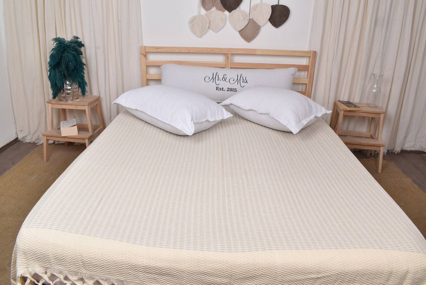 Wedding Gift Blankets, Personalized Gifts, Light Gray Bedspread, Diamond Blanket, 75x89 Inches Gift for Her, Curtain Bedcover