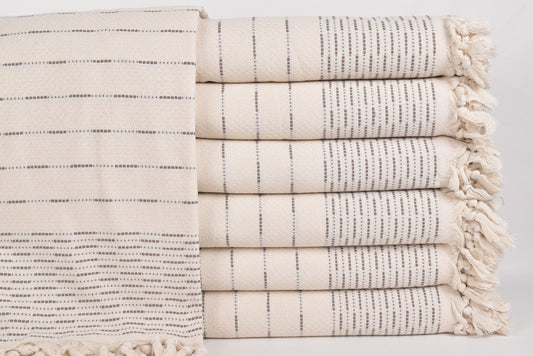 Picknickdecke, Stranddecke, braune Tagesdecke, Überwurfdecke mit Streifenmuster, 91x97 Zoll Hochzeitsgeschenkdecke, türkische Bettdecke