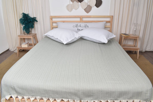 Großhandelsdecken, Hochzeitsgeschenkdecken, Hellkhakifarbene Tagesdecke, Chevron-Decke, 190x230 cm Brautjungferngeschenk