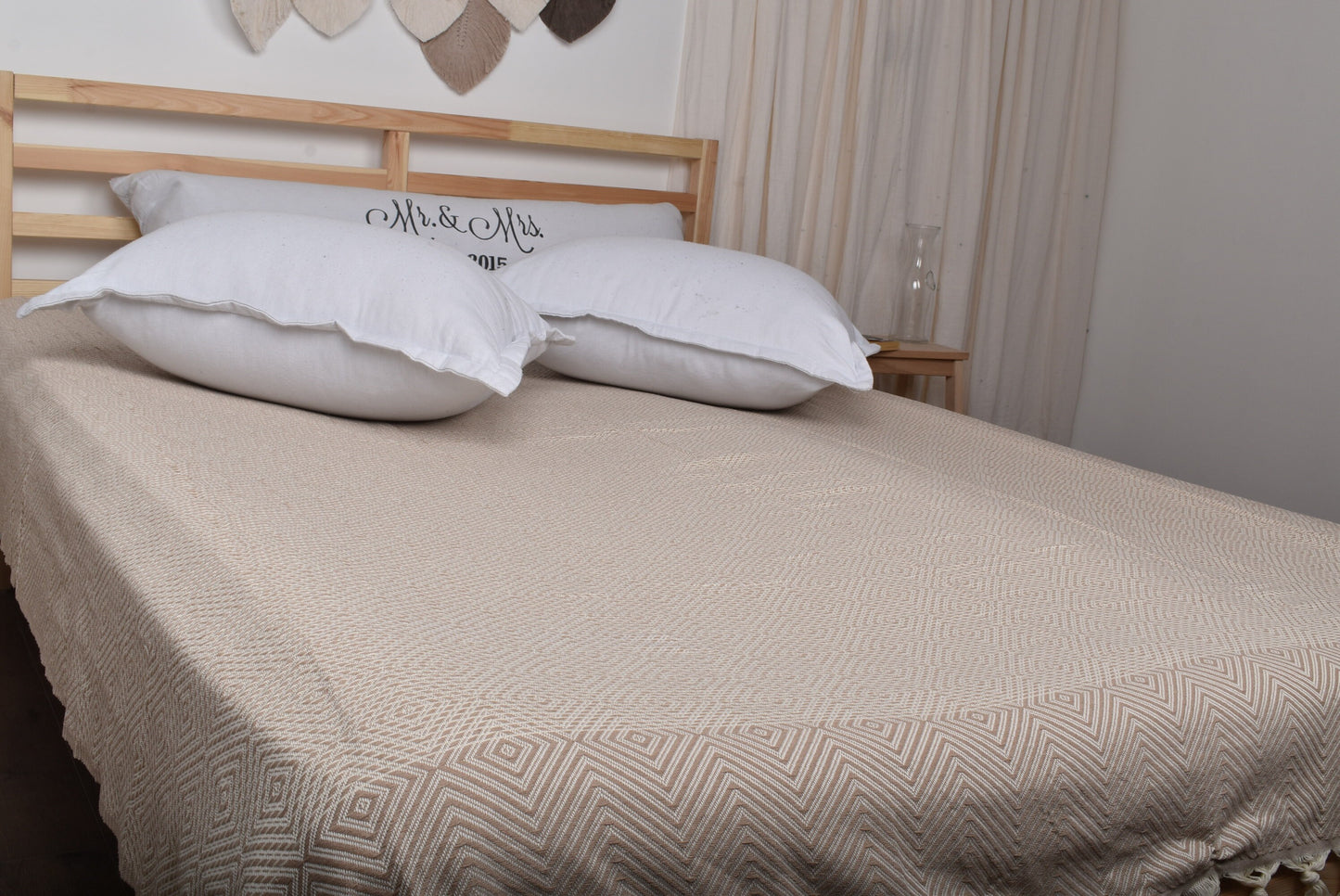 Large Towel, Sofa Blanket, Light Brown Blanket, Diamond Blanket, 79x91 Inches Table Cover, Turkey Blanket, Designer Throw, Organic Blanket