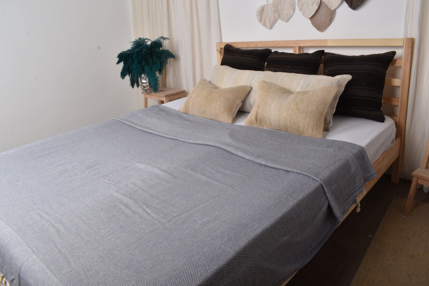 Turkish Bedspread, Personalized Blanket, Navy Bedspread, Geometric Bedspread, 79x83 Inches Bachelor Gift, Wholesale Throw, Pilates Bedcover
