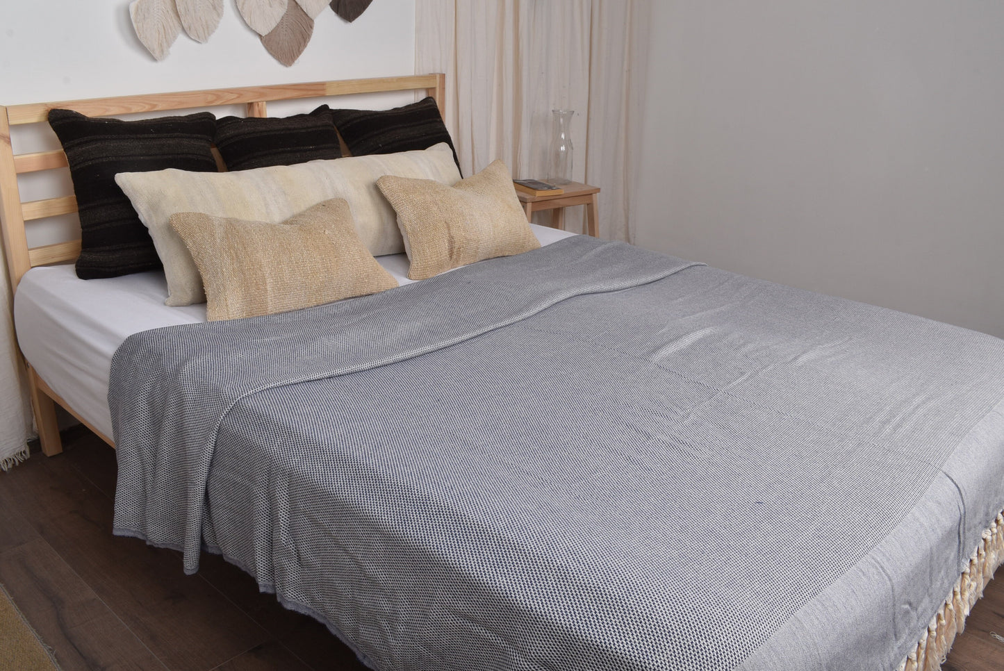 Turkish Bedspread, Personalized Blanket, Navy Bedspread, Geometric Bedspread, 79x83 Inches Bachelor Gift, Wholesale Throw, Pilates Bedcover