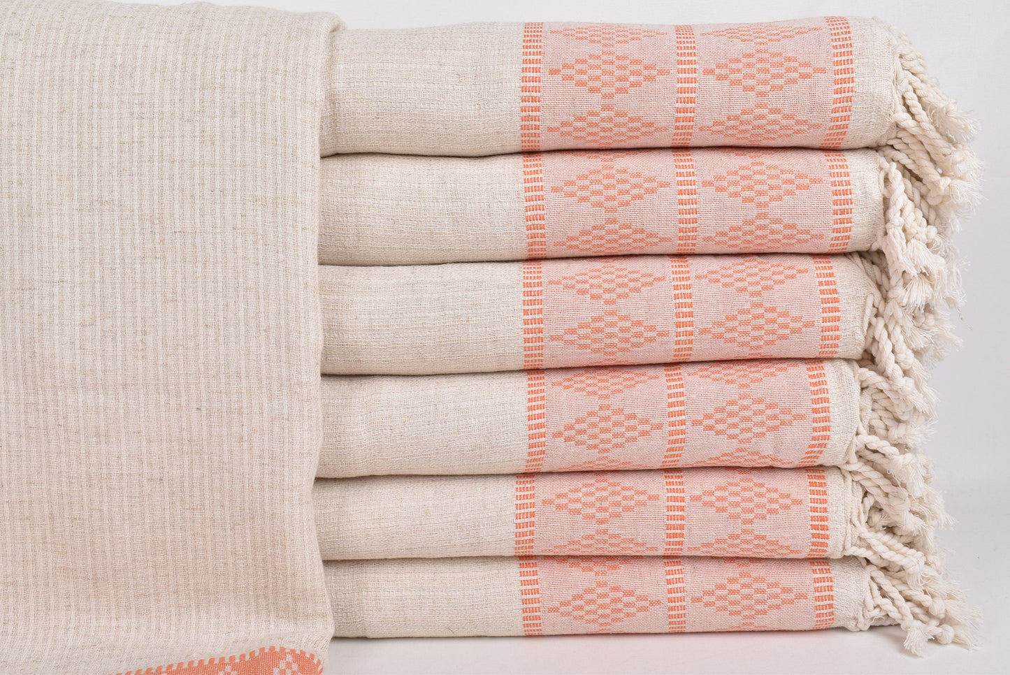Personalized Blanket, Personalized Gifts, Orange Blanket, Kilim Design Blanket, 87x99 Inches Linen Bedspread, Wedding Gift Blanket