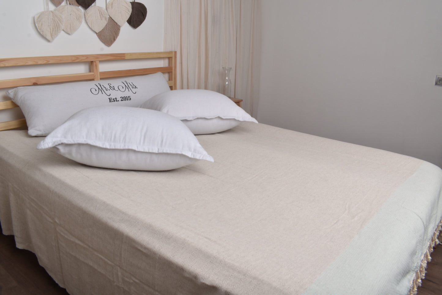 Personalized Throw, Sofa Blanket, Mint Blanket, Linen Bedcover, 95x95 Inches Wedding Gift Blanket, Wholesale Blanket, Beach Bedcover