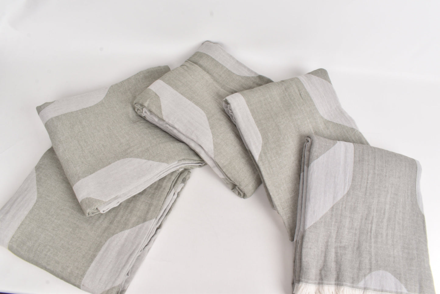 Organic Turkish Cotton Blanket: Khaki Green-Gray Honeycomb Bedspread