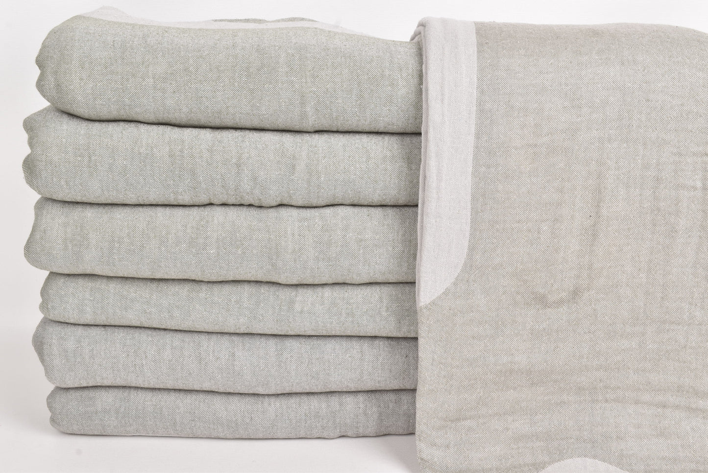 Organic Turkish Cotton Blanket: Khaki Green-Gray Honeycomb Bedspread