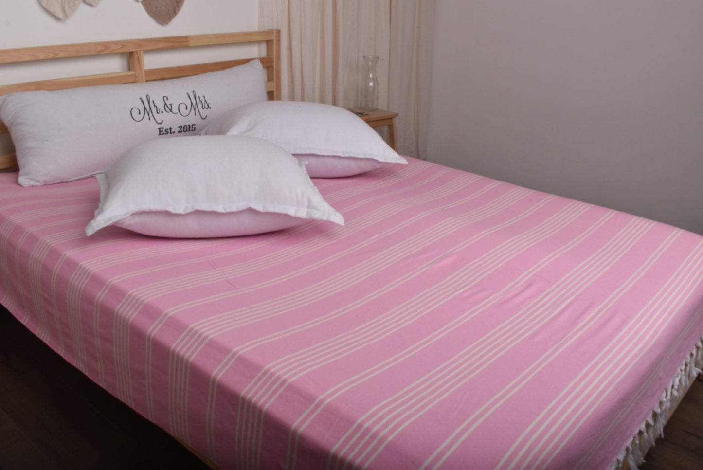Large Towel, Wholesale Blankets, Pink Bedspread, Striped Bedspread, 71x95 Inches Bridesmaid Gift, Turkish Throw, King Size Blanket