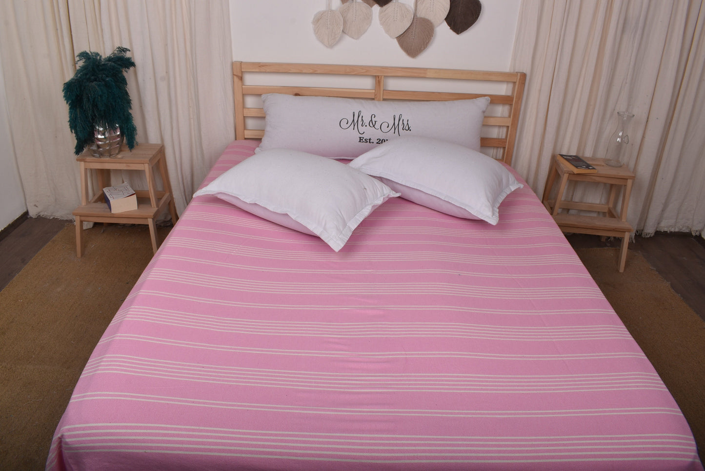 Large Towel, Wholesale Blankets, Pink Bedspread, Striped Bedspread, 71x95 Inches Bridesmaid Gift, Turkish Throw, King Size Blanket