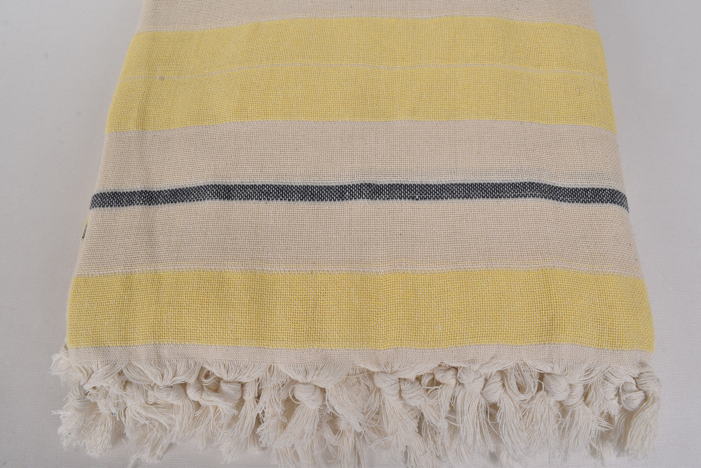 Decorative Sofa Blanket, Turkish Bedspread, Striped Navy Blue-Yellow Throw, 79x99 Inches Cotton Bed Cover, Yoga Throw, Bulk Order Blanket