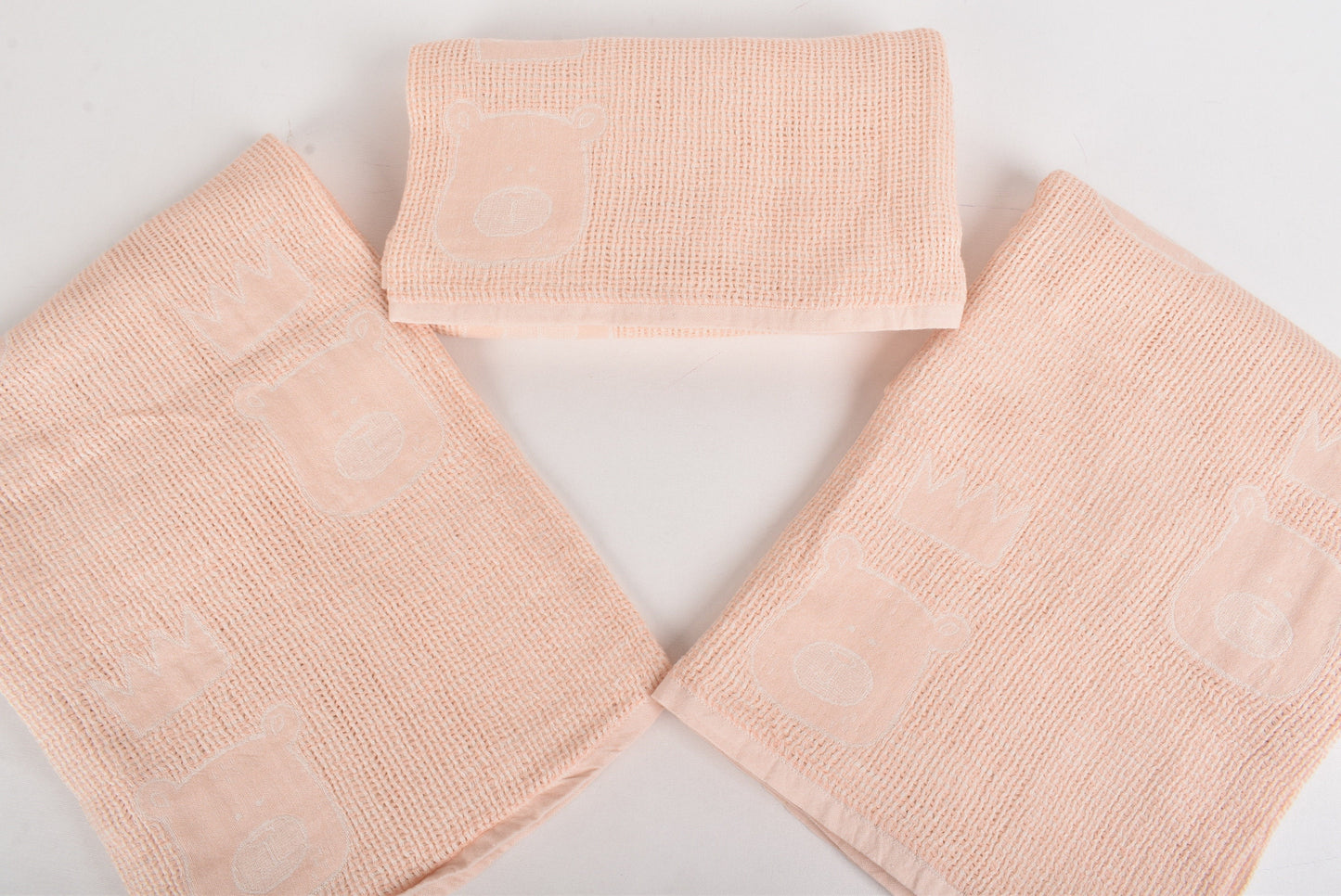 Turkish Baby Blanket, Coral Throw, Organic Cotton Baby Throw, Bear Patterned Blanket, 48x50 Inches Wedding Gift Blanket, Couch Throw