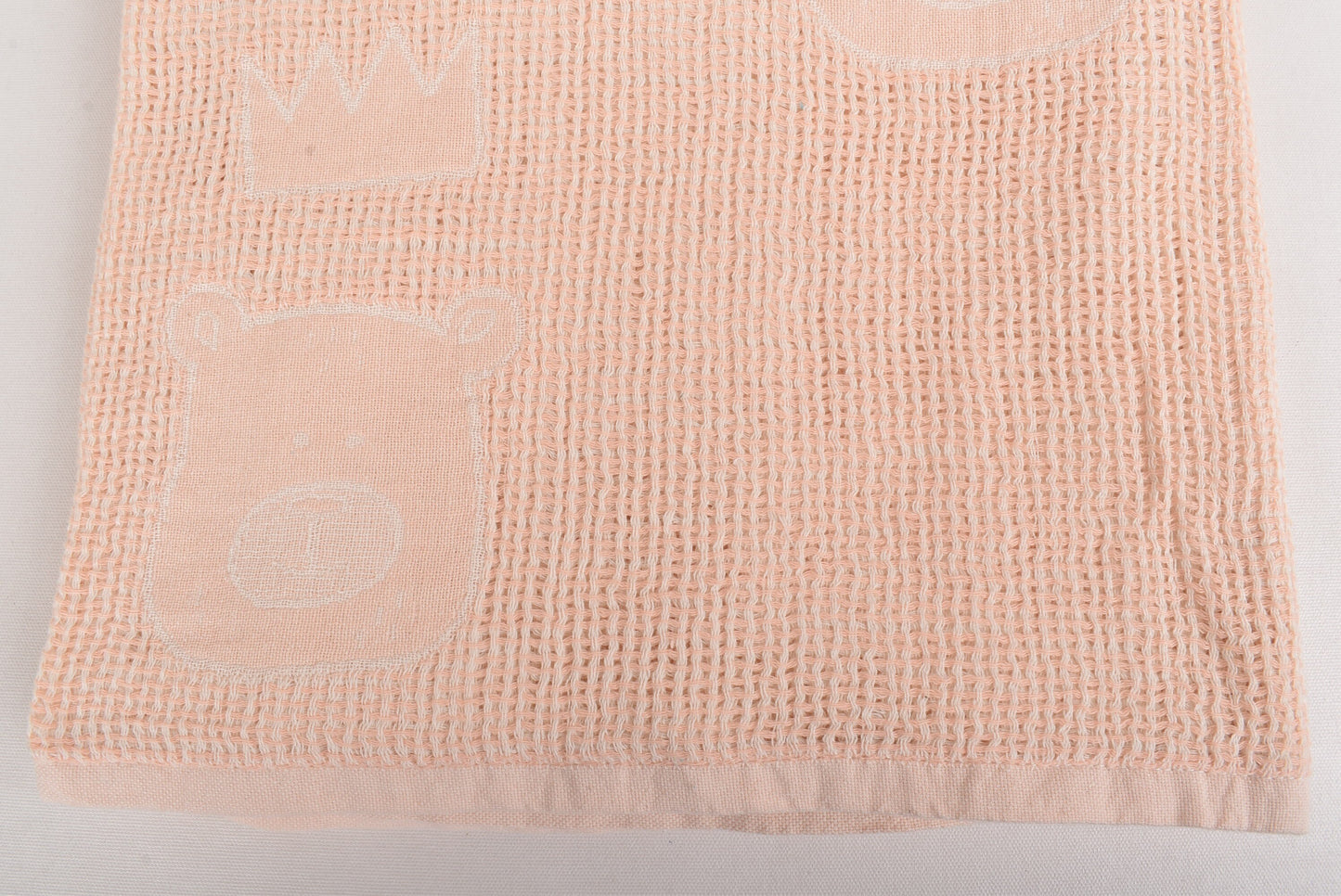Turkish Baby Blanket, Coral Throw, Organic Cotton Baby Throw, Bear Patterned Blanket, 48x50 Inches Wedding Gift Blanket, Couch Throw