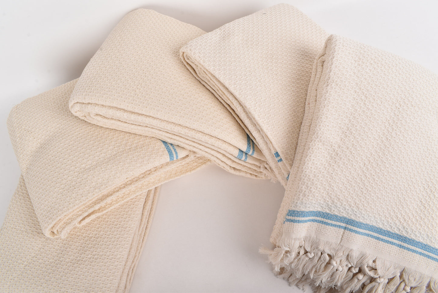 Wholesale Turkish Blankets, Decorative Couch Throw, Turquoise Striped Throw, 91x93 Inches Organic Cotton Bedspread, Designer Blanket